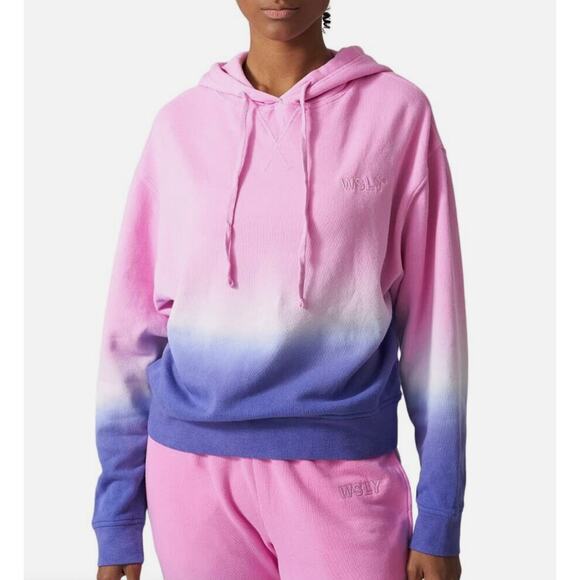 WSLY Pink Purple Oversize Ombre Hoodie Cotton Lined Ecosoft Size Medium M - Picture 1 of 9